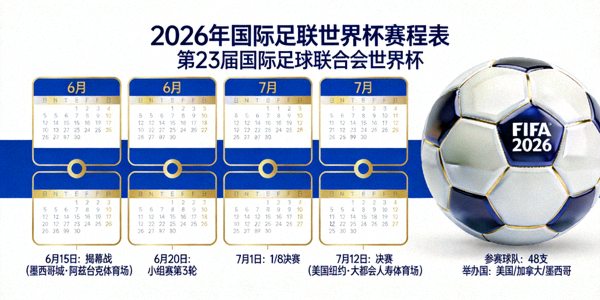2026年国际足联世界杯赛程表示意图 - 日历与足球
